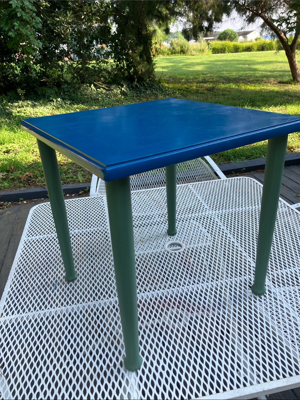 Cottage Style Hand Painted Solid Wood Square Side Table 16” Tall x 16” Square
